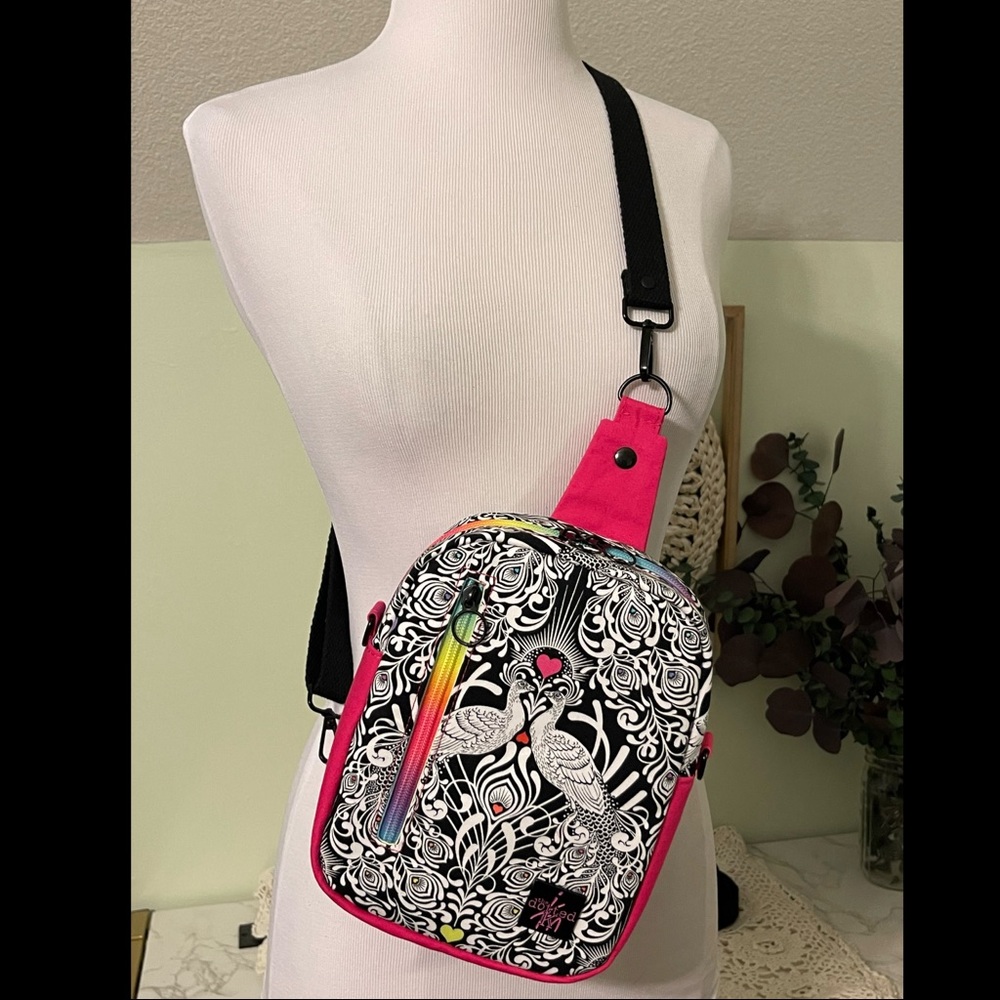 Colorful Peacock Rainbow Convertible Backpack Sling